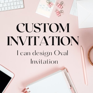 Faire-part ovale personnalisé. Invitation pour miroir. Si vous avez besoin d'un design spécial pour une invitation ovale, utilisez cet article.  Téléchargement numérique