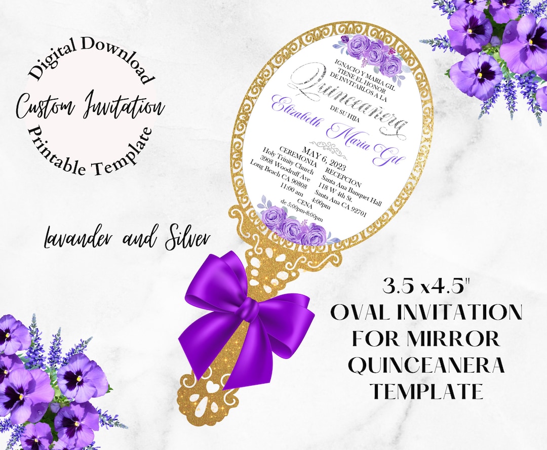 Handheld Mirror Custom Oval Invitation Template for Mirror