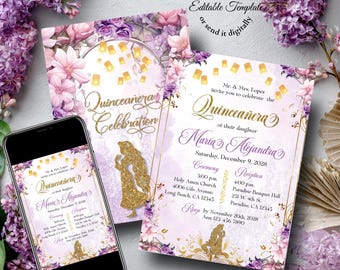 Tangled Invite, quince invitation, Rapunzel party, sweet 16 invitation, princess invitation, digital invitation, printable invitation