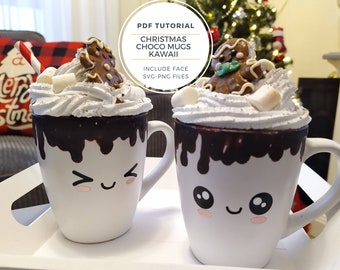 Kawaii Weihnachtstassen-Dekor, Sahne Topper (PDF Anleitung)