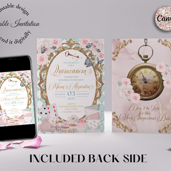 Alice in Wonderland Quince Invitation Etsy