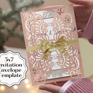 Laser geschnitten SVG, Torfalten-Einladung, 15x7 Quinceanera Einladung 15.Geburtstag Mis quince Cricut Einladung Cameo Digitaler Download