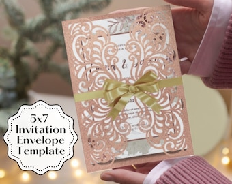 Laser Cut Gate Fold Invitation SVG: 5x7 Quinceanera Template (Digital Download)