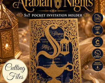 Arabian Nights 5x7 Pocket Invitation Holder SVG | Laser Cut Template | Cricut & Silhouette Cameo Cutting File | Digital Download