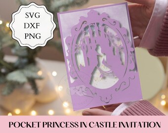 Princess Castle Invitation SVG, Laser Cut Quinceanera Template (Digital Download)