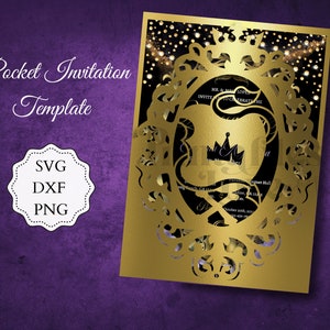 15x18" Nachkommen Einladung SVG, DXF, PNG. Spiegel Quinceanera Einladung, Umschlag Vorlage, Tasche Prinzessin Einladung, Laser geschnitten.