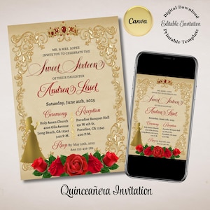 Snow White Invite, Sweet Sixteen Invite, Snow White Party, Editable Canva Template 5x7, Quince Invitation, One Side, digital invitation