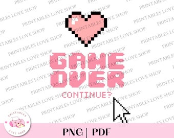 Game over PNG, video game clipart, game over shirt, sublimation designs, gamer png, gaming clipart,  game over clipart, Digital Download