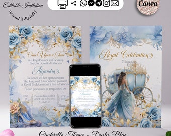 Cinderella Invite, quince invitation, cinderella party, sweet 16 invitation, princess invitation, digital invitation, printable invitation