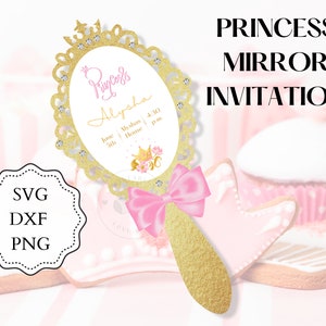 Invitation de Quinceanera miroir SVG. DXF, PNG, svg Cricut, Invitation princesse découpée au laser. Invitation fille. Téléchargement instantané.