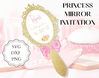 SVG Mirror Quinceanera Invitation. DXF, PNG, Cricut svg, Princess Invitation Laser Cut Invitation. Girl invitation. Instant Download.