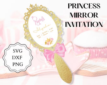 SVG Mirror Quinceanera Invitation. DXF, PNG, Cricut svg, Princess Invitation Laser Cut Invitation. Girl invitation. Instant Download.