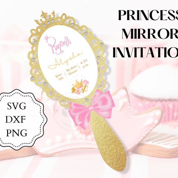 SVG Mirror Quinceanera Invitation. DXF, PNG, Cricut svg, Princess Invitation Laser Cut Invitation. Girl invitation. Instant Download.