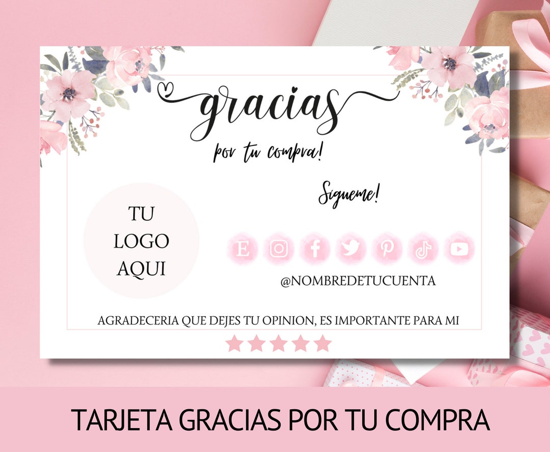 Printable Thank You Cards Business Template Spanish Edition Pink