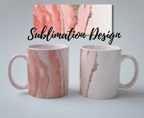 Pink to Blue Ceramic Glitter Sublimation Mug - 11oz.