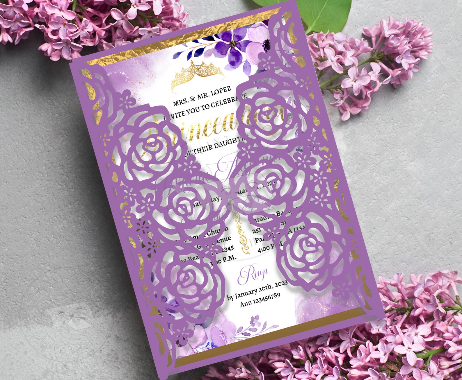 5x7 Roses Gate Fold Quinceanera Invitation SVG DXF PNG. Roses Etsy