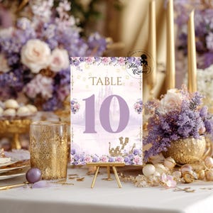 Quince Table Number, Editable Template, rapunzel party, rapunzel birthday, instant download, fairytale wedding, tangled quinceanera