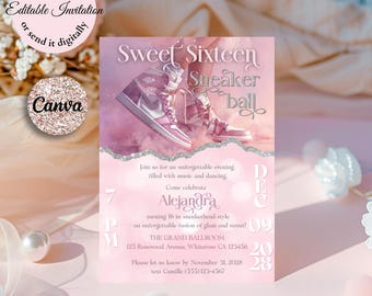 Sneaker Ball Sweet 16 Invitation: Editable Canva Template (5x7" PDF File)