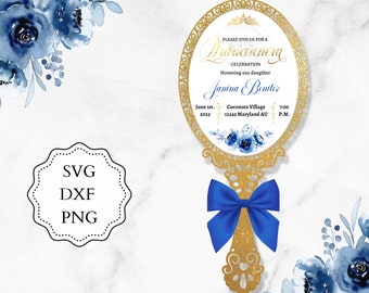 Mirror Quinceanera Invitation, Laser Cut SVG DXF PNG