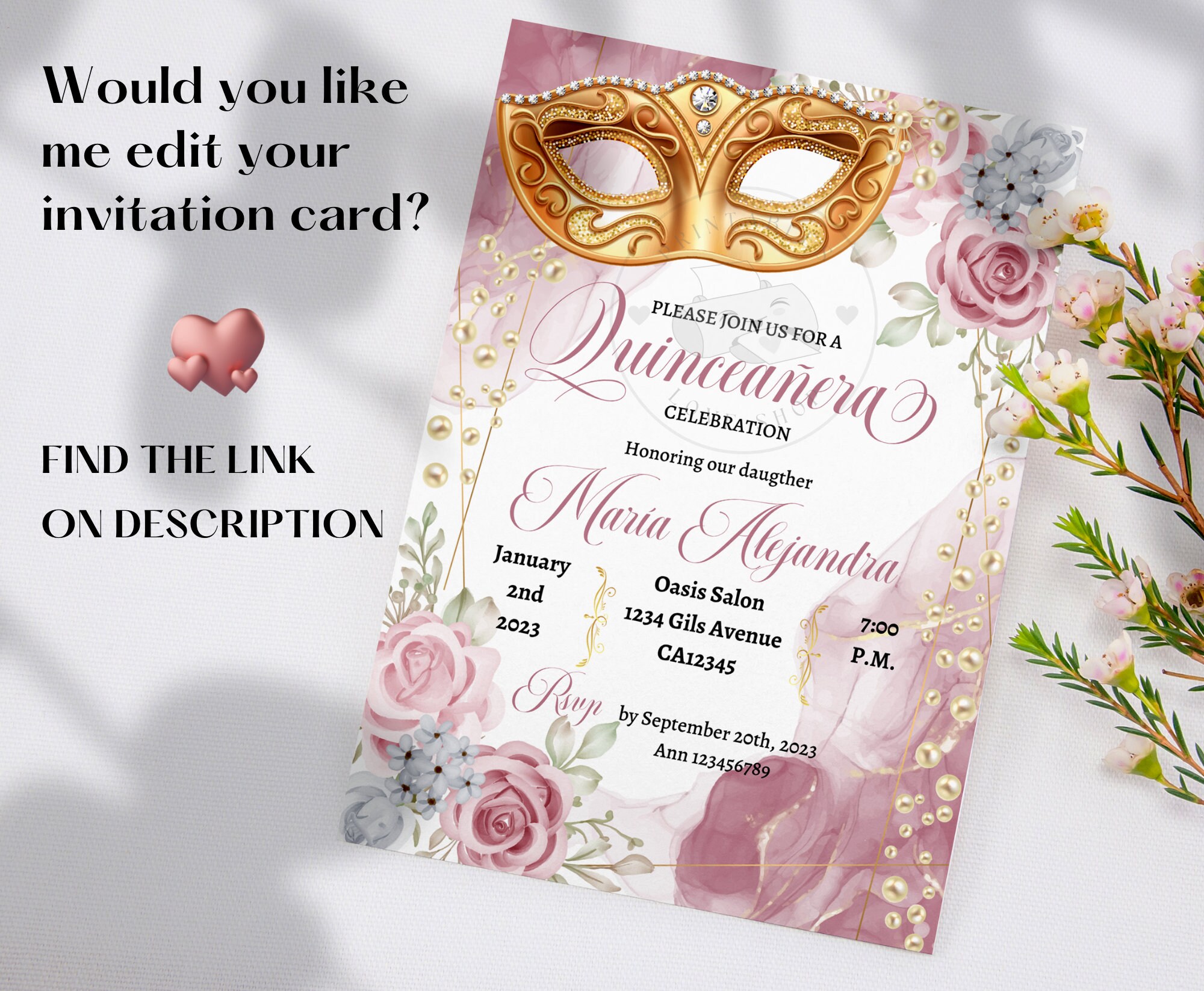 5x7 Masquerade Mardi Gras Quinceanera Invitation Etsy