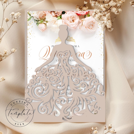 white christmas dresses Mirror Acrylic Laser Cut Custom Invitation with Die Cut Envelope AMHL-188 -  Raniti LLC