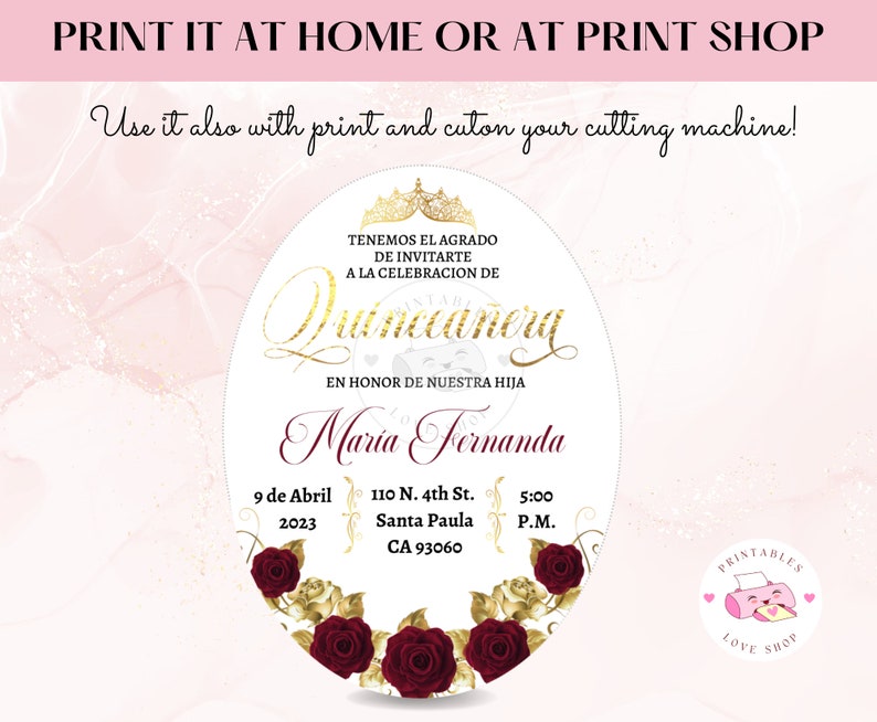 Quinceanera Invitation Custom Oval Invitation for Mirror Red Etsy