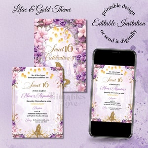Sweet 16 einladung Rapunzel Invite, Süßes sechzehn, Einladung Prinzessin, digitale Einladung, bedruckbare Einladung, canva