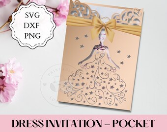 Pocket Dress Invitation SVG, Quinceanera Invitation, Laser Cut File (Digital Download)