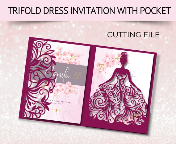 laser cut dress invitations Amazon.com: DreamBuilt 50pcs Quinceaera Invitations with Pearlized Black Laser Cut Crown|Burgundy Floral Birthday Invites for Sweet 16/Miss XV |Personalized Invitation Cards with Elegant Princess Dress Design : Home & Kitchen