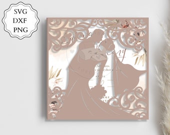 Laser Schnitt Hochzeitseinladung Umschlag Vorlage: Paar Tasche Karte SVG PNG DXF (Digital Download)