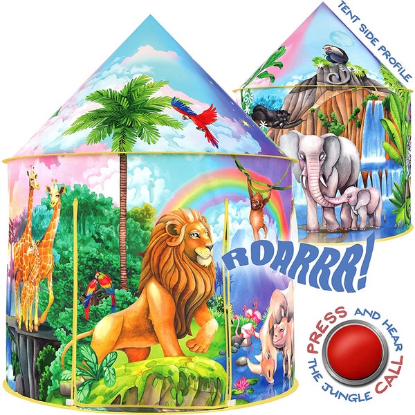 Jungle Adventure Play Tent with Jungle Call Button | Imaginative Play | Kids Play Tent with Jungle Sounds | Indoor Playhouse