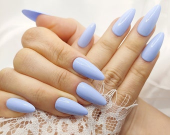 Baby Blue Nails Etsy Baby Blue Nails Etsy