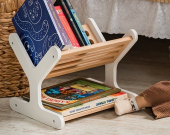 Toddler Bookshelf, Nursery Montessori Shelves, Kids Floor Bookshelf, Small Wood Bookcase