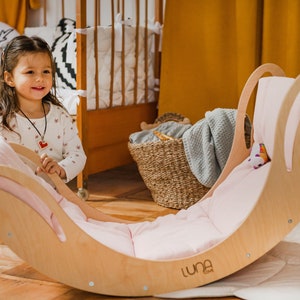 Montessori Climber + Pillow, Toddler Climbing Arch, Montessori Baby Rocker, 1st Birthday Gift Girl, Kid Furniture One Year Old Gift Toy