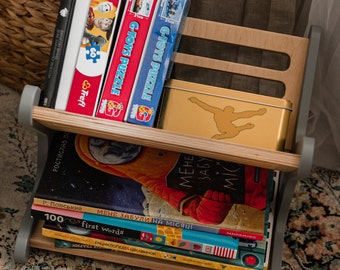Montessori Bookshelf, Small Montessori Bookcase for Kids, Nursery Book Shelf, Front Facing Bookshelf, Wooden Toy Storage Organizer