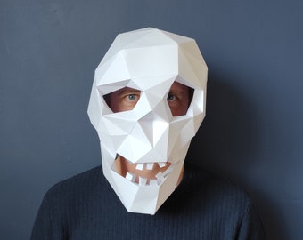 Skull Mask 3D Paper Craft Model Digital Download PDF DIY Papercraft Full Head Mask Fancy Dress