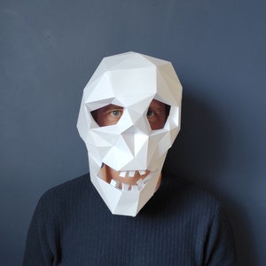 Skull Mask 3D Paper Craft Model Digital Download PDF DIY Papercraft Full Head Mask Fancy Dress