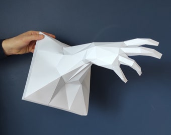 Zombie Hand Sculpture Paper Craft Model Digital Download PDF DIY Papercraft Sculpture