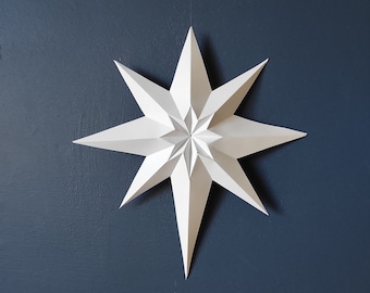 Kerstster muurhangend - 26cm x 22cm - 'Half' Star - PDF Digitale Download - DIY Papercraft Kerstdecoratie