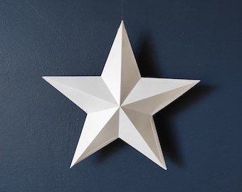 Kerstster 5-punts - Hang- of boomdecoratie en wanddecoratie - 2 versies in één - PDF Digitale download - DIY Papercraft-model