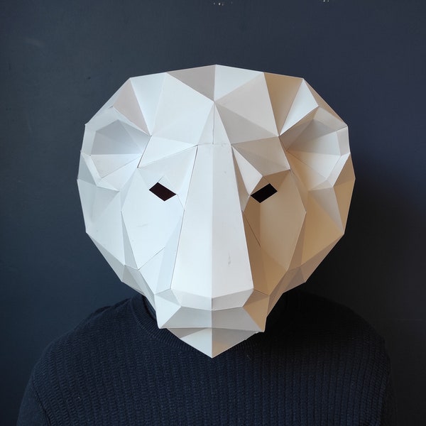 Lion Mask 3D Paper Craft Model Digital Download PDF DIY Papercraft Full Head Mask Fancy Dress