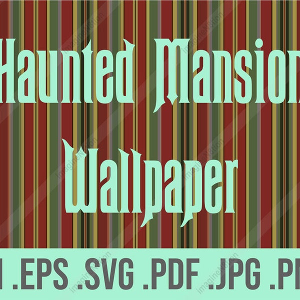 Haunted Mansion Inspired Striped Wallpaper Stretching Portraits Vector