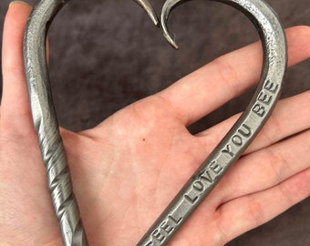 11th Anniversary, steel wedding, hand forged hearts, steel gift, Personalized gift, wedding gift, 11th wedding