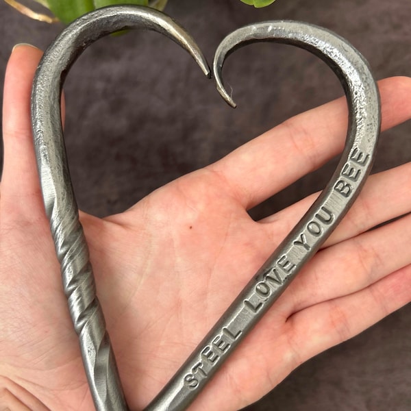 11th Anniversary, steel wedding, hand forged hearts, steel gift, Personalized gift, wedding gift, 11th wedding