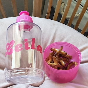 Personalized RETRO fonts Clear Water Bottles with Removable Snack Compartments
