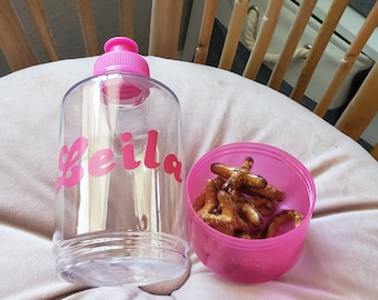 Personalized RETRO fonts Clear Water Bottles with Removable Snack Compartments