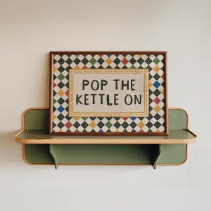 Pop The Kettle On Art Print | Kitchen decor | Cafe | Checkerboard | Wall Art | Home Decor |  Illustration | Poster Print | Gift