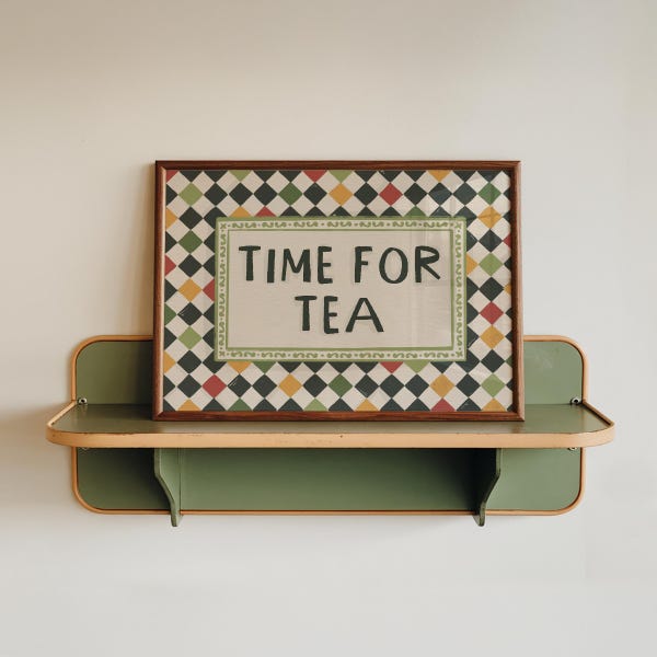 Time for Tea Art Print | Kitchen decor | Cafe | Checkerboard | Wall Art | Home Decor |  Illustration | Poster Print | Gift