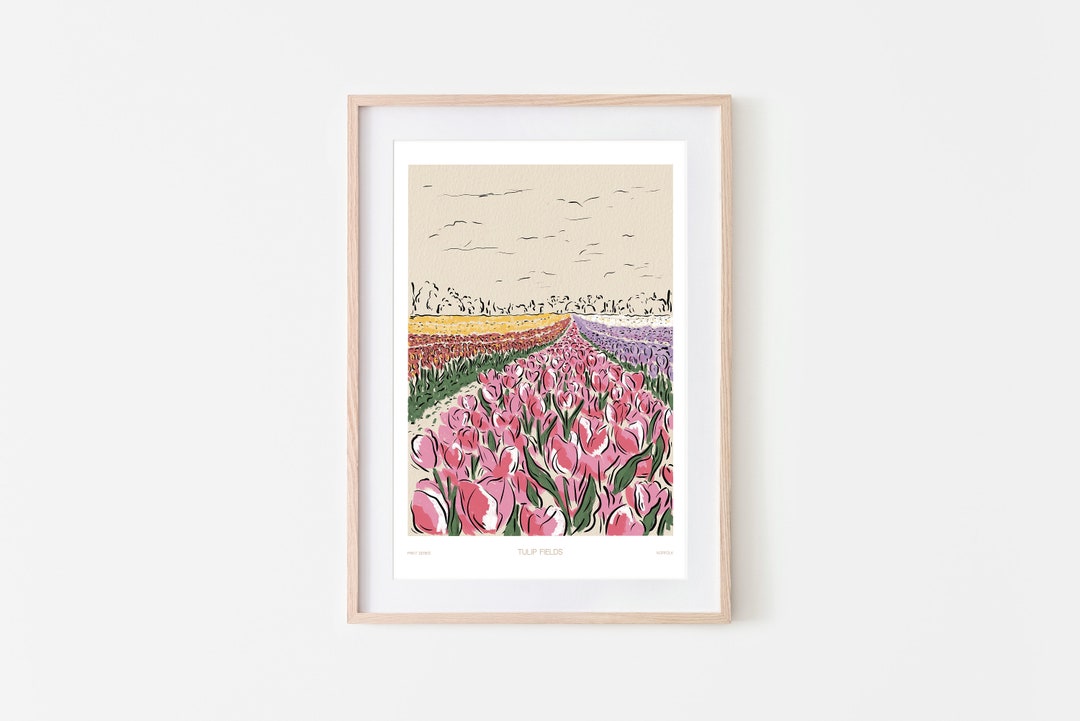 Norfolk Tulip Field Art Print | Contemporary Botanical Illustration - Etsy