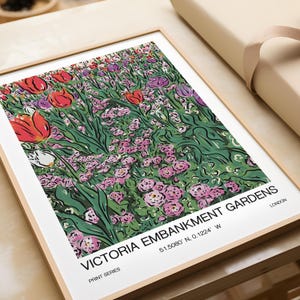Tulips In Embankment Gardens London Art Print | Botanical | Wall Art | Home Decor |  Illustration | Poster Print | Living Room Decor | Gift